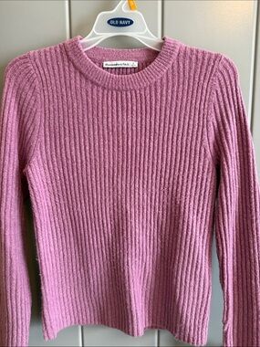 Abercrombie & Fitch Ribbed Crewneck Sweater - Mauve Pink